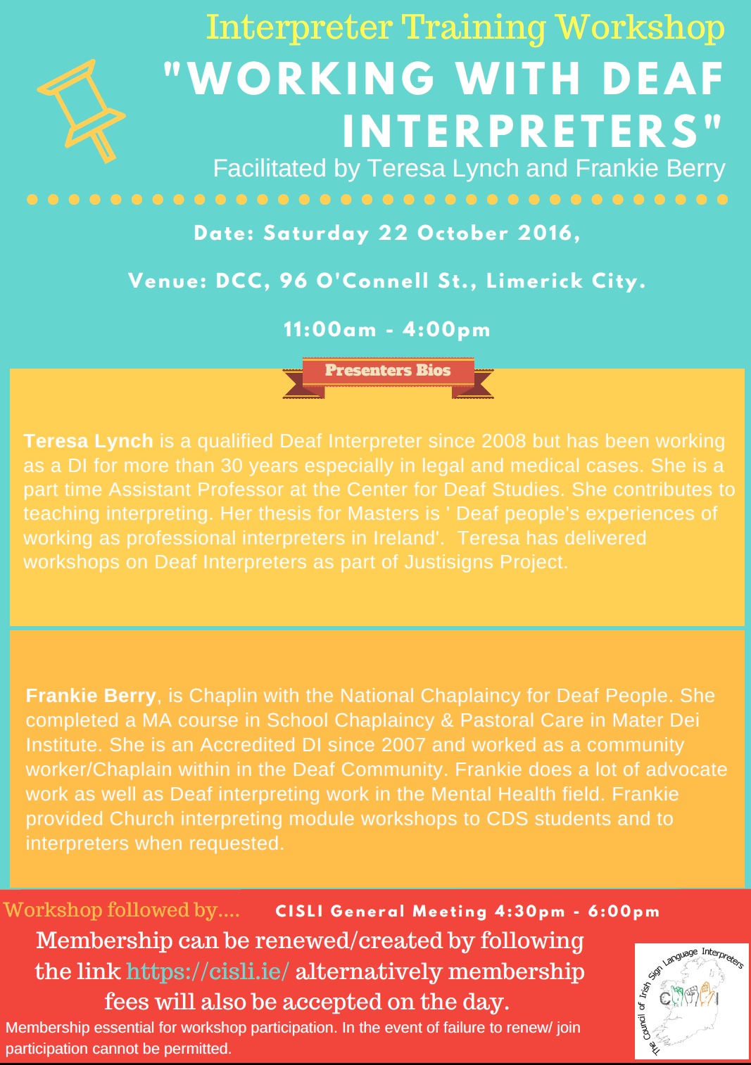 CISLI Workshop 22 Oct Limerick - Working with Deaf Interpreters - Poster.jpg